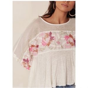 Free People - Embroidered Floral Cropped Flowy Top - FREE SHIPPING